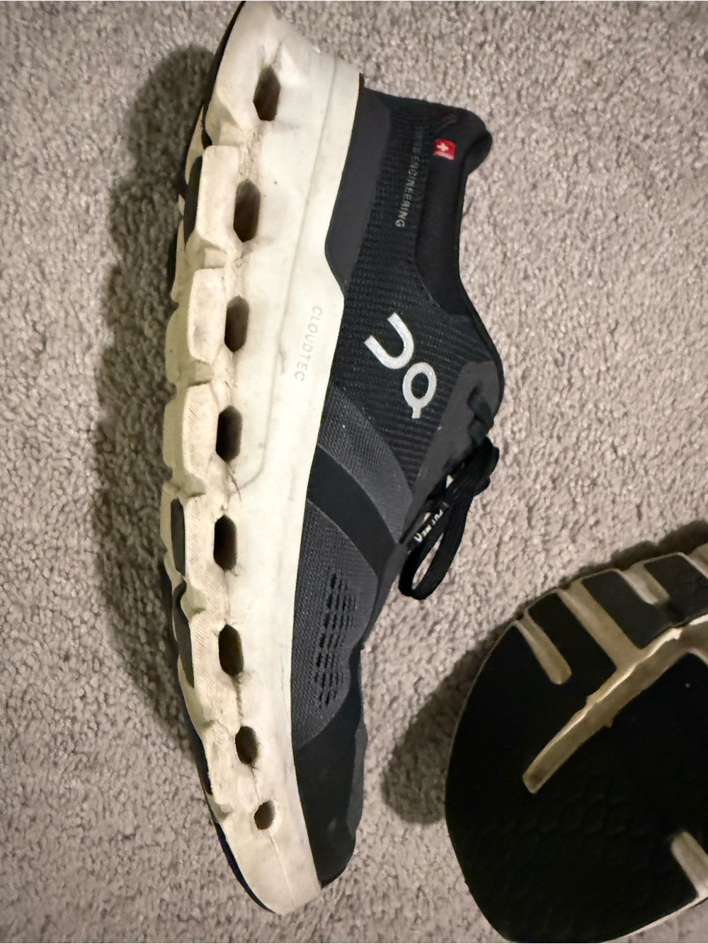 On Runnin women’s Black and White Cloudtec Running Shoe